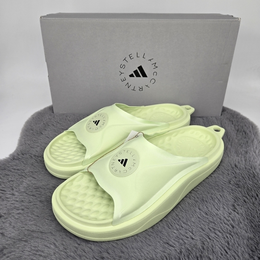 Stella McCartney x Adidas Women’s Size 10 Halo Carbon Light Green Slides JI1217